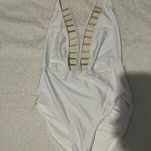 New look white low cut swimsuit 10